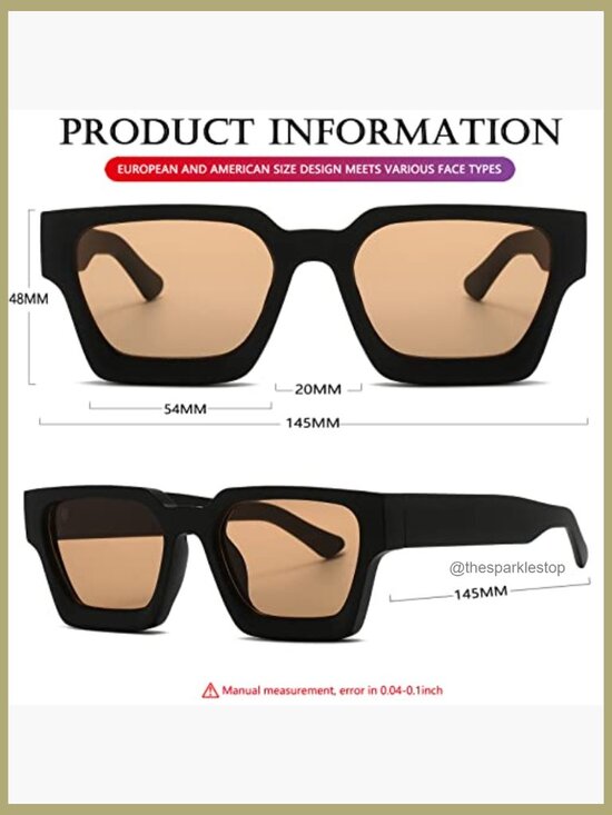 Square Thick Frame Sunglasses Unisex Retro Shades Designer Style main image 6
